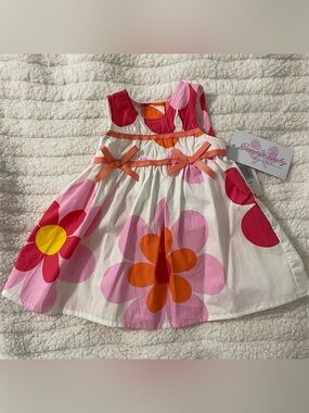 Bonnie Baby Pink, Orange & Yellow Floral Sleeveless Dress